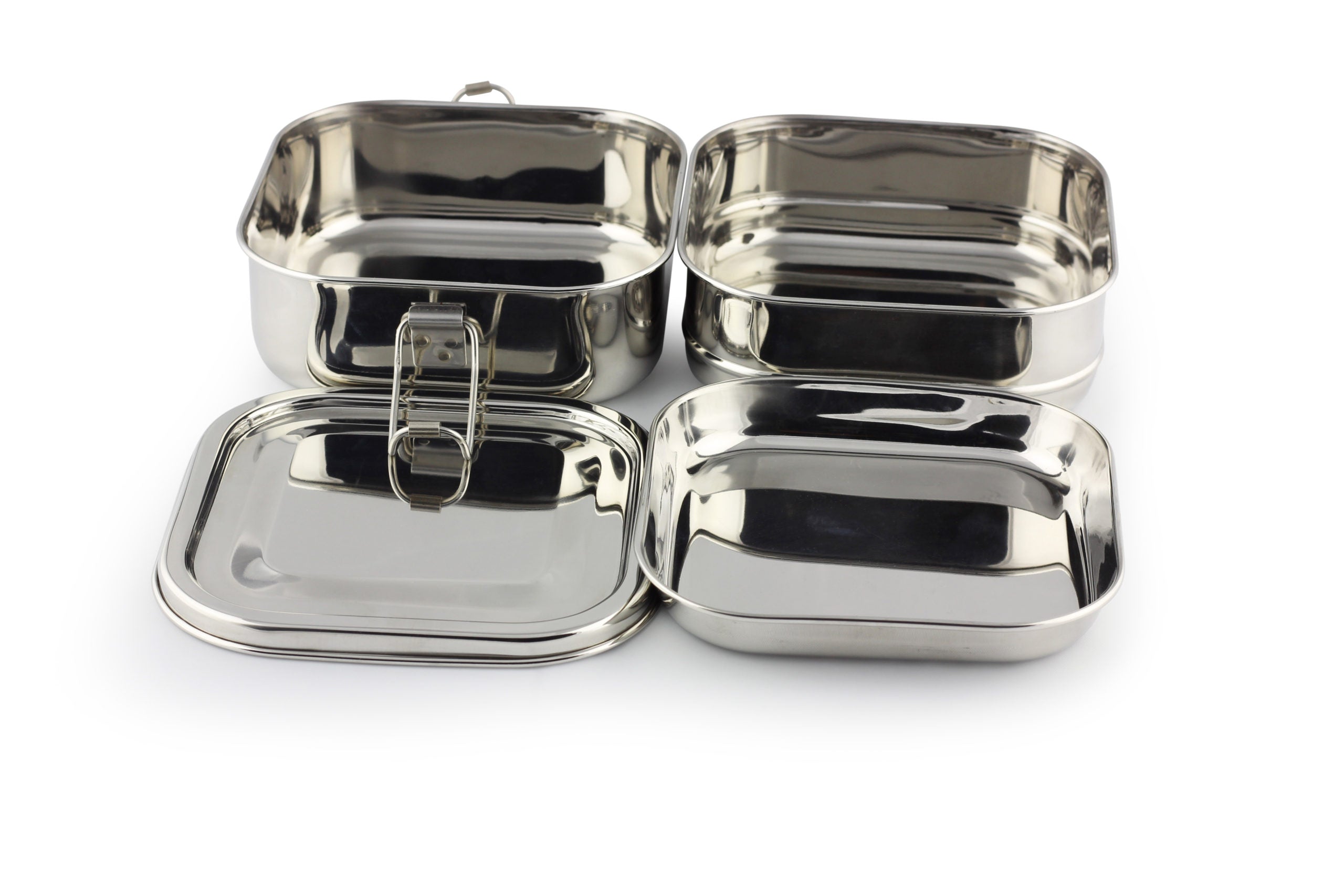 Stainless Steel SQUARE Bento Lunchbox 40 oz, 3-compartment